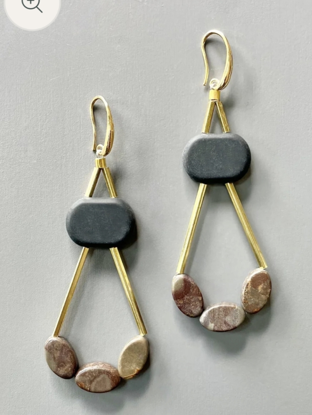 Black Agate and Jasper Geometric Earrings